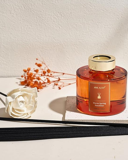 Airkeep Flower Reed Diffusers Set, 5.07 oz Freesia/Passion Fruit/Orange Scented Oil Diffuser with 8 Reed Sticks, Home Fragrance Diffuser Gift Set for Bathroom & Office Decor 150ml