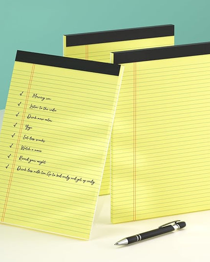 Yellow Legal Pads 8.5×11 Paper Tablets, College Ruled Yellow Writing Pads 3 Pack Note Pads 8.5"x11" 30 Sheets/60 Pages, Sturdy Backing – Lined Notepad Ideal for Students, Office, and Business Use
