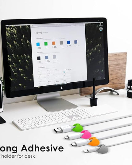 12 Pack Cable Clips, Znben Cable Holder for Desk Cord Organizer Adhesive Cord Management Charger Wire Holder Clips for Desk, Home, Office, Car, Cubicle, Nightstand Colorful