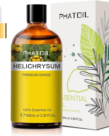 Helichrysum 3.38fl.oz Essential Oil, PHATOIL Pure Aromatherapy Oils for Diffuser, Humidifier, Perfect for DIY Soap, Candle, Bath Bombs Making(100ml)
