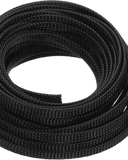 uxcell PET Expandable Sleeving 25ft 1/4" Black Cable Management Sleeve Cord Organizer for Wrap Protect Cable