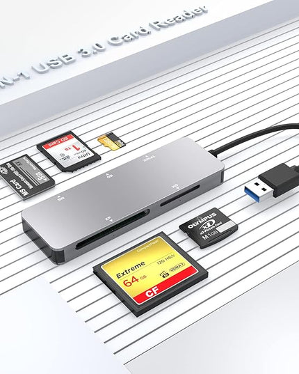 6-in-1 USB3.0 Multi Card Reader, USB 3.0 Memory Card Reader for SD SDXC SDHC Micro SD CF XD M2 MS MMC Camera Memory Card, Multi USB Card Reader/Writer(5Gbps) SD Card Reader for Windows,Mac OS,Linux