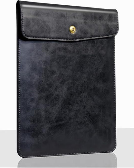 Genuine Leather Laptop Sleeve Compatible with MacBook Pro 14 Inch M4 M3 M2 Pro/Max 2023 & M1 Case,Slim and Durable Waterproof Vertical Laptops Bag for 14 Inch Notebook Computer Cover,Black