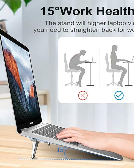 Laptop Stand for Desk, Portable Anti-Slip Keyboard Riser, Zinc Alloy Keyboard Stands, Computer Stand Compatible with MacBook Air/Pro, 10-15.6 Inches Laptops and Keyboards (Sliver)