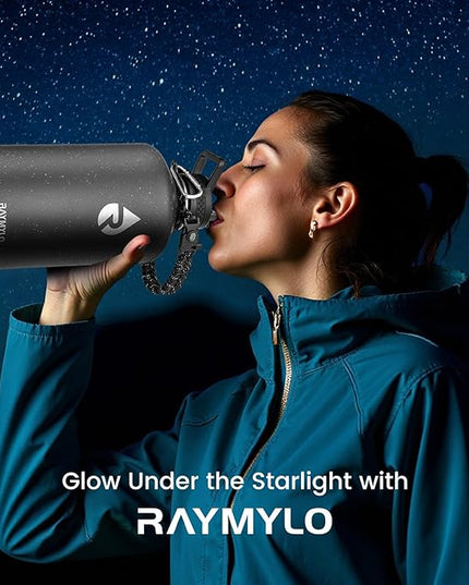 128oz Insulated Water Bottle, Triple Wall Vacuum Stainless Steel Water Bottles - Keeps Cold 48H, Reusable One Gallon Flask Jug for Gym, Sports, Camping, Hiking,Travel, Starry Sky-Black