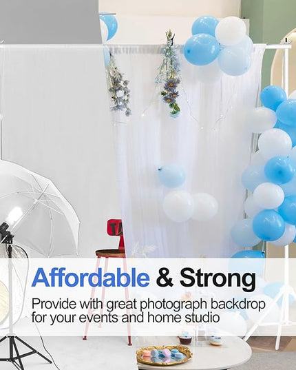 EMART Backdrop Stand 10x8.5ft(WxH) Photo Studio Adjustable Background Stand Support kit with 2 Crossbars, 8 Clamps, 2 Sandbags and Carry Bag for Parties, Events Decoration, Wedding, Photography -White