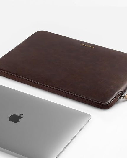 Comfyable Slim Laptop Sleeve Compatible with 13 Inch MacBook Air 13 in M4 M3 M2 M1, 13" MacBook Pro, PU Leather Bag Water-Resistant Cover Case, Briarwood