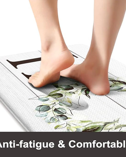 KIMODE Farmhouse Kitchen Mat 2PCS Anti Fatigue Kitchen Runner Rug Sets Non-Skid Waterproof Kitchen Floor Mat Cushioned Comfort Foam Standing Mat for Office,Laundry,Sink,Home