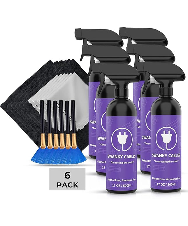 Swanky Screen Cleaner Kit: 6-Pack Microfiber Cloths & Electronic Cleaner Spray for TV, iPad, iPhone, Monitor & Laptop (17 Oz)