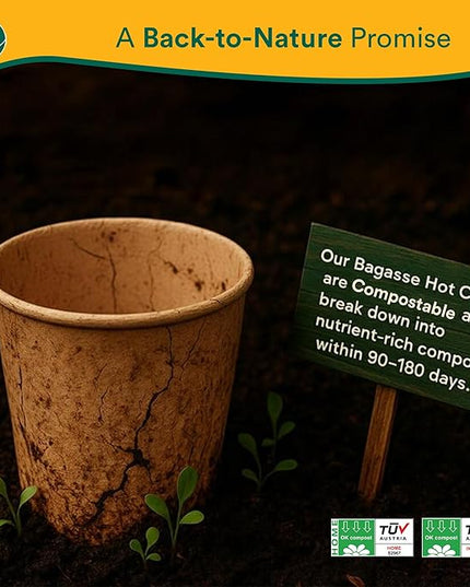 ECO SOUL 100 Pack 12 oz Disposable Coffee Cups Eco-Friendly, Biodegradable, Compostable, Leak-free & Sturdy To Go Hot Drink Travel Bagasse Cup for Tea, Chocolate, Party, Picnic & Cafe, Office & Home