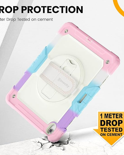 timecity for iPad (A16) 11th/ 10th Generation Case 11''/ 10.9 Inch (2025/2022) - Heavy Duty Protective Cover with Screen Protector, Stand, Shoulder Strap & Pencil Holder | Kids-Friendly - Pink Camo
