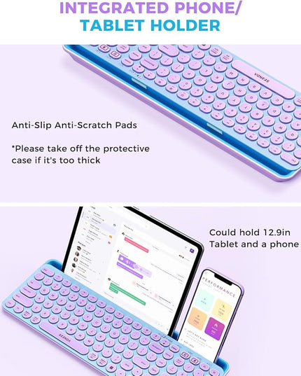 seenda Bluetooth Keyboard and Mouse for iPad, CTU-301 Wireless Multi-Device Connection Bluetooth+2.4G Keyboard Mouse Combo with Tablet Holder for iPad/Macbook/Windows, iOS/Andriod/Phone, Blue & Purple