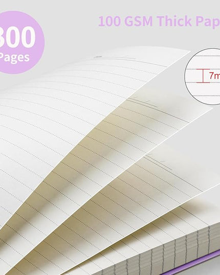 EMSHOI A5 Spiral Notebook College Ruled Lined Journal, Small 5.7" X 8.22", 300 Pages/150 Sheets, 100gsm Thick Paper, Waterproof Hardcover, for Office School Women Men Work Writing Notes-Purple