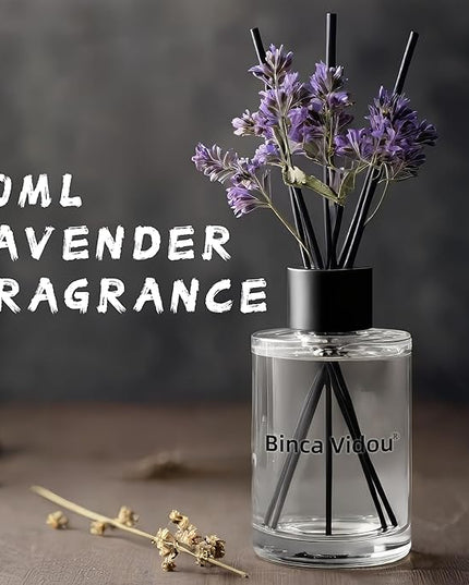 Reed Diffuser, Binca Vidou Lavender Reed Oil Diffusers Set for Office Decor Bedroom Living Room Aromatherapy for Gift Idea & Stress Relief 2.7oz(80ml)
