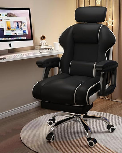 Executive Computer Chair Home Office Desk Chair,Adjustable Angle, Ergonomic Adjustable Height PU Leather Chairs with Cushions Armrest for Long Time Seating-High Office Chair with Footrest