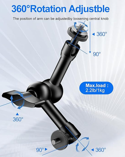 EMART 6inch Articulating Magic Arm Camera Mount with Super Clamp, Friction Power Adjustable Camera Mounts & Clamps with Magicarm and Cold Shoe for Photography/Videography/Webcam/Flash Light