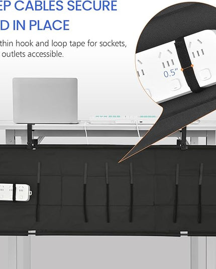 48" Under Desk Cable Management Tray- Clamp/Screw Mount Desk Cable Organizer Cable Tray Hiders for Office&Home