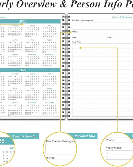 Daily Planner 2026 Full Page Per Day- 2026 Daily & Monthly Planner from January 2026 to December 2026, Day Planner 2026 with 12 Months Tabs, 8.5" x 11", Black