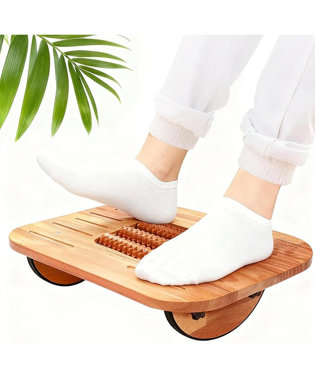 Foot Rest for Under Desk at Work, Ergonomic Wood Foot Stool with Roller Massager for Enhanced Circulation & Comfort - Pain Relief for Home Office Work