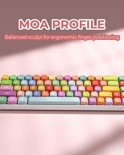 XVX Cute PBT Keycaps, Rainbow Gummy Bear Keycap Set MOA Profile, Dye-Sublimation Keyboard Keycaps Suitable for 60% 65% 75% 80% 96% 100% Layout Mechanical Keyboard with MX Switches
