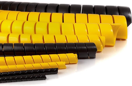 Caplugs SPPC Series – Safeplast Safe-Spiral Pre-Cut Spiral Wrap, Hose & Cable Protector, Black HD-PE, 0.67" OD x Six 25' Pre-Cut Lengths (Total Length 150'), Hydraulic & Pneumatic Hoses (16PC25bk)