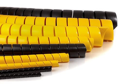 Caplugs SPPC Series – Safeplast Safe-Spiral Pre-Cut Spiral Wrap, Hose & Cable Protector, Black HD-PE, 1.5" OD x 12' Pre-Cut Length, Hydraulic & Pneumatic Hoses (40PC14BK)