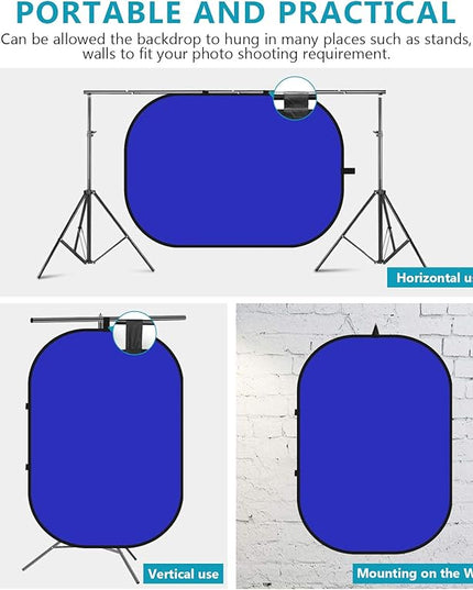 NEEWER Chromakey Backdrops, Double-Sided Blue and Grey Screen, 2 in 1 Foldable and Reversible Background for Photography, Gaming and Live Streaming, 5 x 6.6 inches/1.5 m x 2 m (Blue/Grey)