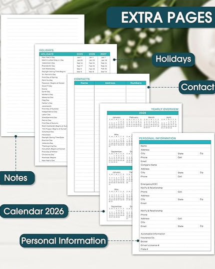 Ymumuda 2026 Planner, Daily Weekly Monthly Planner, 2026 Calendar Planner (Jan 2026 - Dec 2026), 8.4" x 6.3", Teacher School Student Work Agenda with Tabs, Ideal for School Office Supplies