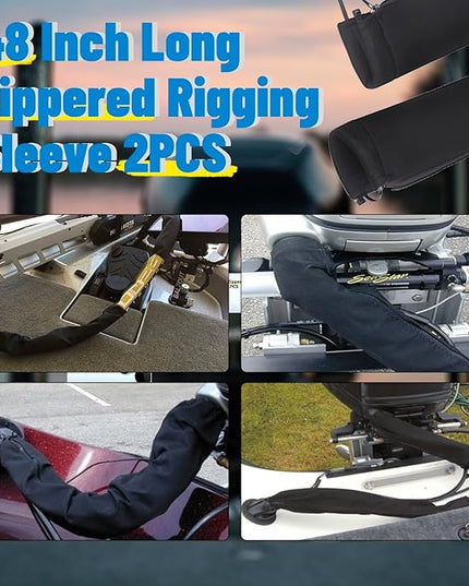 2PCS 48-Inch Zippered Rigging Sleeve Trolling Motor Sleeve Management Sleeve for Cover Wire and Extension Cords, Organized Cable Management