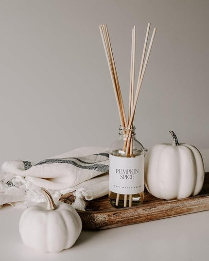 Sweet Water Decor Pumpkin Spice Reed Diffuser Set - Pumpkin, Cloves, Cinnamon, and Vanilla Fall Scented Diffusers - Scent Diffusers for Home, Long Lasting Fragrance, Made in The USA