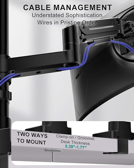 WALI Heavy Duty Monitor Arm Desk Mount for 13-49 Inch Ultrawide Screens, Single Monitor Arm with Full Motion Tilt, Swivel, Rotation, Holds up to 44 lbs, C-Clamp Mount for VESA 75/100mm (GSDM001-P)