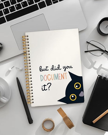 Funny Black Cat Notebook, Office Notebooks for Note Taking, Work Journal for Women Men, But Did You Document It Kitten Journals for Writing, Funny Cat Office Supplies, 5.5x8.3 Inch