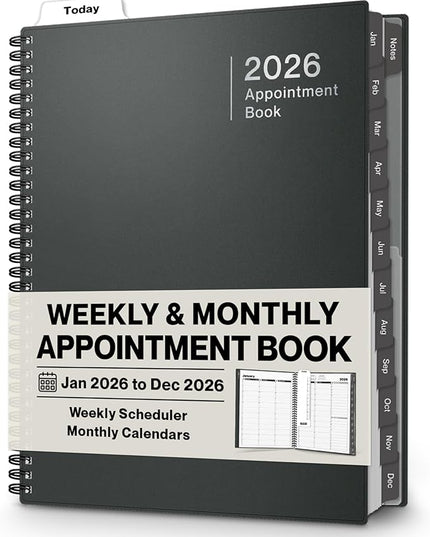 Dunwell Daily Planner 2026, 8.5x11 Appointment Book, 15-Min Hourly Schedule, Jan to Dec 2026, Large Planner with Laminated Tabs, Premium Paper Quality