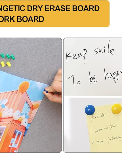 DEVELOP Large Grey Felt Bulletin & Magnetic Dry Erase Combo Board, 60 x 36 Inch Hanging Whiteboard/Grey Felt Bulletin Combination Board with Marker Tray, Pins, Eraser, Markers & Magnets