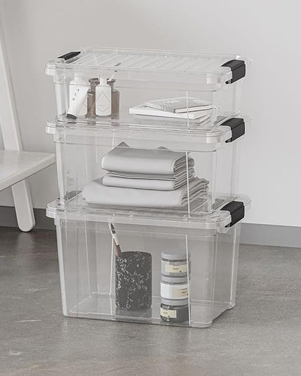 Superio Clear Plastic Storage Bin with Lid,Non-Toxic, BPA Free, Odor Free, Organizer Storage Box, Stackable Plastic Tote for Home, Garage, School, and Office (11 Quart, 6-Pack)