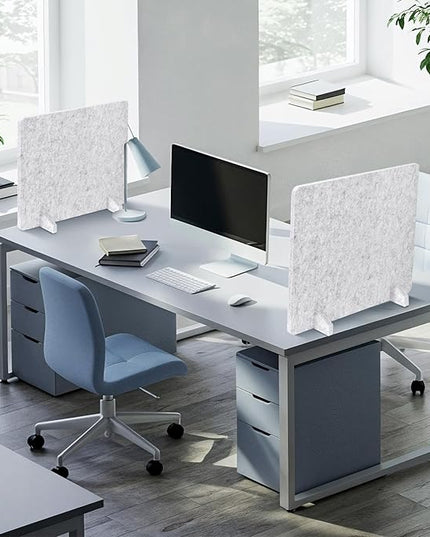 DOLLAR BOSS 2PCS Acoustic Desk Dividers 24" x 20", Soundproof Freestanding Privacy Panels for Table, Noise Reducing Desktop Partition for Office, Home, Classroom with 20 Pushpins,Light Grey