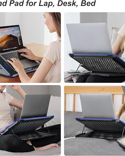 ICE COOREL Laptop Cooling Pad with 6 Cooling Fan, Laptop Cooler Fan with No Lights, Cooling pad for Laptop 15-17 Inches, Notebook Cooler Stand with 9 Height Adjustable, Cooler Pad for Lap or Desk Use
