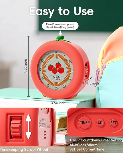 Visual Timer for Kids, 299-Minute Cute Kids Pomodoro Countdown Timer, Visual Timer for Classroom, Kitchen, Office Desk and Meetings