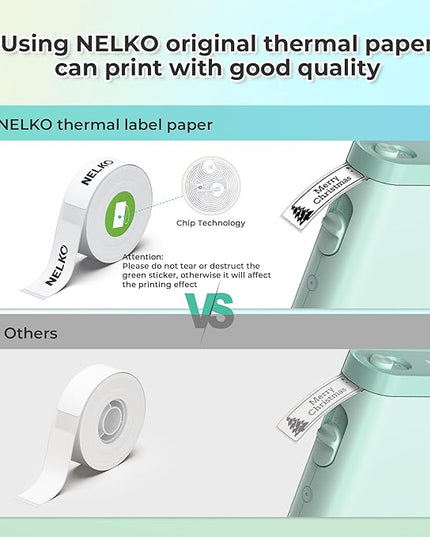 Nelko Label Maker Machine with Tape, P21 Bluetooth Label Printer, Wireless Mini Label Makers with Multiple Templates for Organizing Office Home, Green