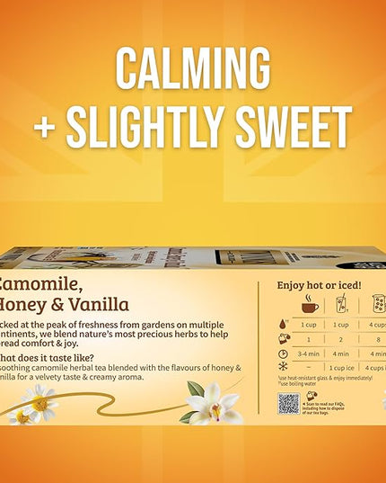 Twinings Camomile, Honey & Vanilla Herbal Tea Individually Wrapped Bags, 100 Count (Pack of 1), Naturally Caffeine-Free, Enjoy Hot or Iced, 100 Teabags