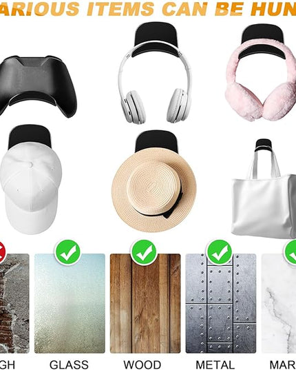 30 Pcs Headphone Hanger Wall Holder Back to School Desk Adhesive Headphone Hook Mount Strong Universal Acrylic Holder Hooks for General Purpose Game Earphone(Black)