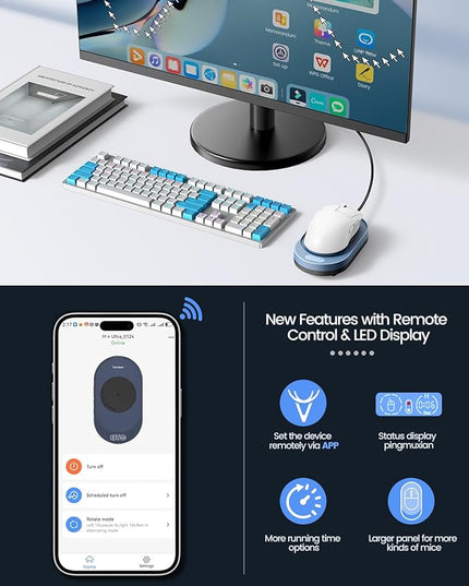 Vaydeer M4 Utra Mouse Mover with APP, Undetectable Mouse Jiggler Device with Remote Control and Timer Function, Driver-Free Shaker Wiggler Mouse Movement Simulation for Computer Awakening-Sky Blue