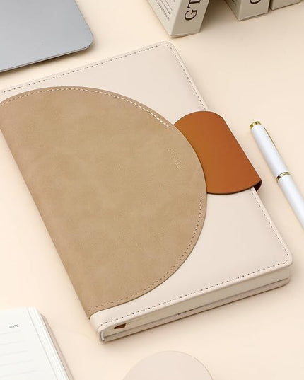 CAGIE Lined Journal for Women, 100GSM 192 Pages Leather JournalS for Writing with Buckle Closure,A5 Hardcover Diary Journaling Notebooks for Business Work School Note Taking 5.9" x8.5 (Brown & Pink)