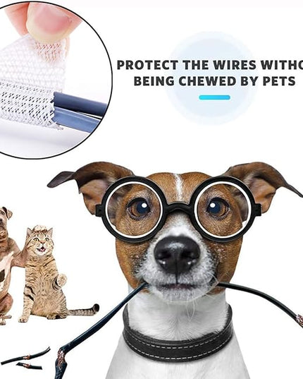 25ft 1 Inch White Cable Sleeve – Split Wire Loom Tubing Cord Protector – Flame Retardant Polyester Cable Cover for Desk, TV, PC Setup – Protects Cords from Pets & Organizes Wires