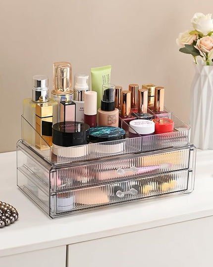 ZHIAI stackable storage drawers, acrylic storage rack, cosmetics and beauty products organizer, suitable for makeup room, bathroom, pantry, home bedroom storage