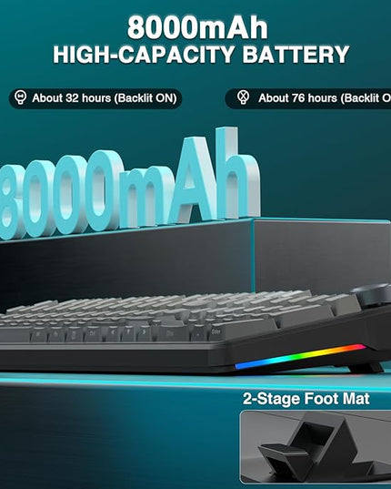 AULA F108 PRO - Wireless Mechanical Keyboard with Screen & Knob,Full Size Keyboard with 8000mAh Battery,Pre-lubed Switches,Side Printed PBT Keycaps,RGB Backlit Hot Swappable Custom Gaming Keyboards