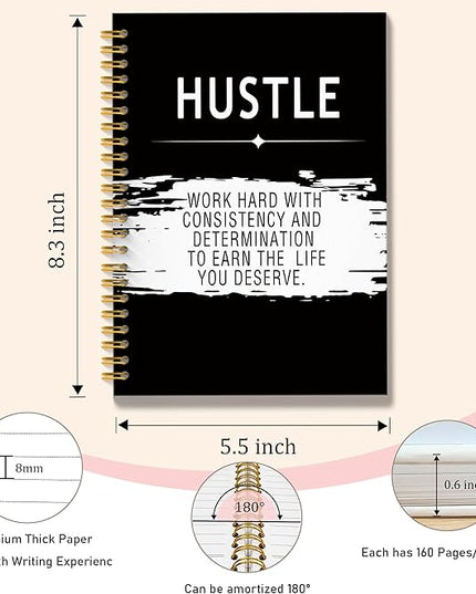 Inspirational Hustle Quotes Journal, Motivational Journal Notebook for Work, Inspirational Gifts for Women Men, Office Gifts for Coworker Colleague, Hardcover Spiral Notebook 5.5x8.3