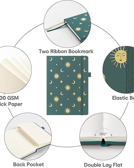 &And Per Se Lined Journal Notebook, 160 Pages, A5 5.7 x 8 inches College Ruled Thick Paper Notebook Journals for Writing, Hardcover Notebooks for Women Men Office School (Celestial Green)