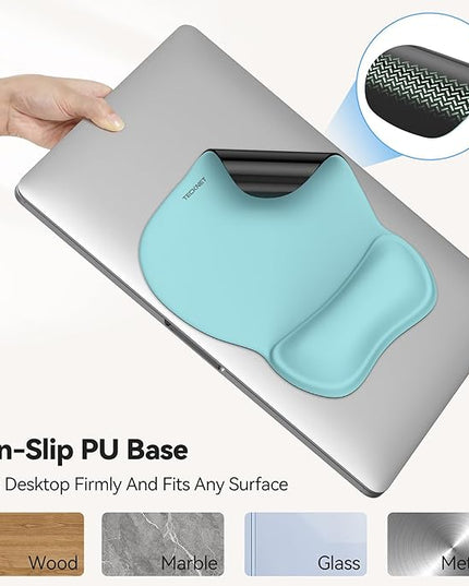 TECKNET Gel Mouse Pad with Wrist Rest, Ergonomic Office Mousepad with Wrist Support - Non-Slip & Smooth Surface Comfortable Desk Accessories Mat for Office, Gaming and Study - LT.Blue
