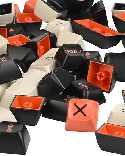 Guffercty kred 150 Keys ASA Keycap PBT Double-Shot Custom Keycaps Set with 6.25u and Split Spacebar for ANSI & ISO Layout MX Switches Mechanical Keyboard (ASA-Carbon)
